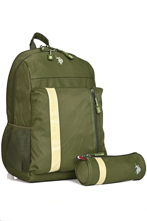 U.S. Polo Assn. Unisex School Backpack + Pen Holder Set – Plcan24361 Green