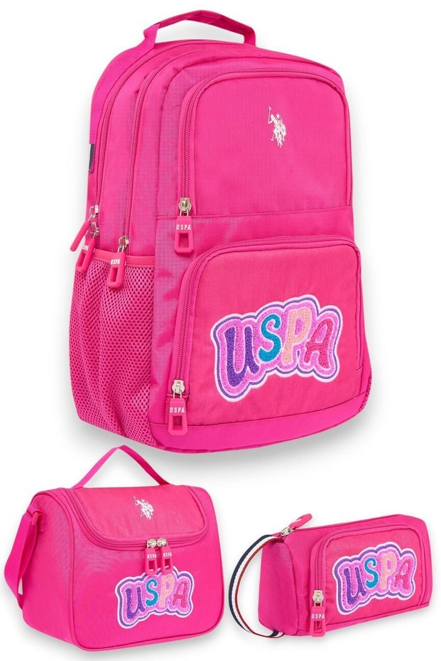 U.S. Polo. Assn. Placan25027 Girl's School Bag Set Pink