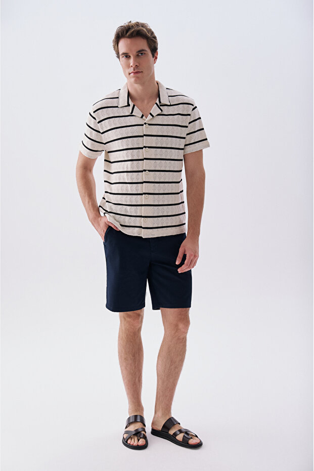 Men's Navy Blue Straight Fit Chino Shorts