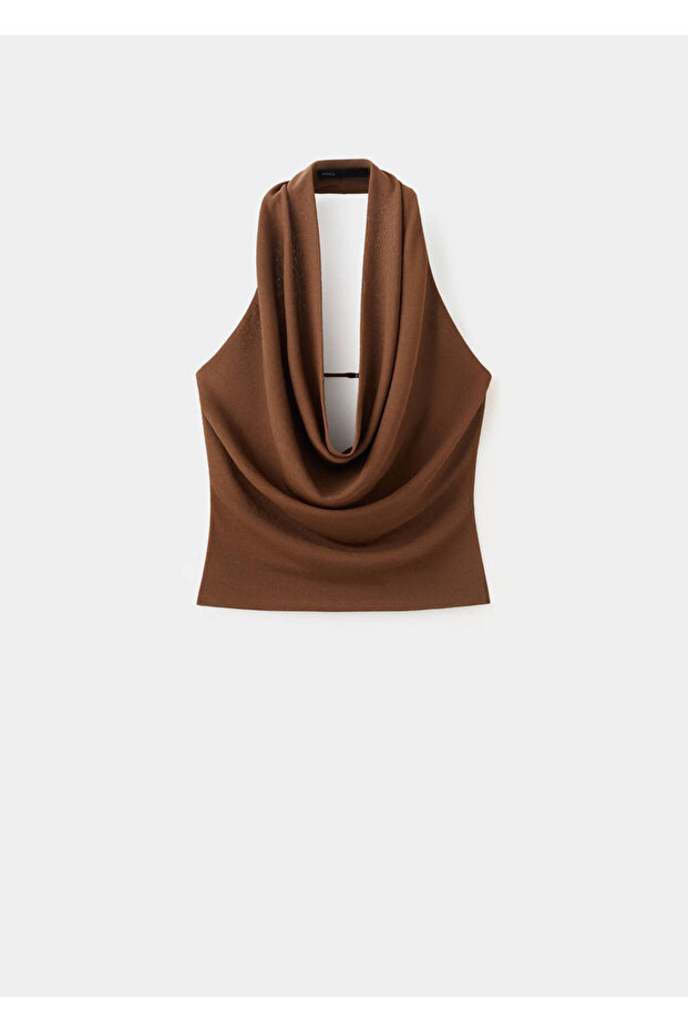 Drape halter yaka bluz - 3