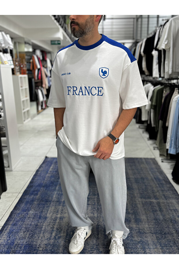 White France Embroidered Oversize T-Shirt Es-71-120