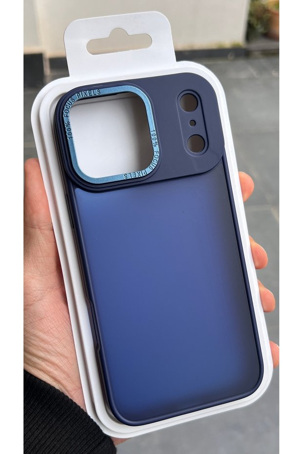 Compatible with iPhone 17 Pro Max / 18 Pro Max - Ice Matte Protective Cover with Silicone Protective Sides - Color: Navy Blue