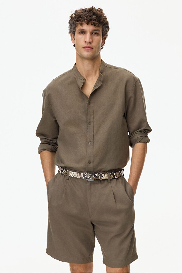 Keten Karışımlı Şort Relaxed Fit