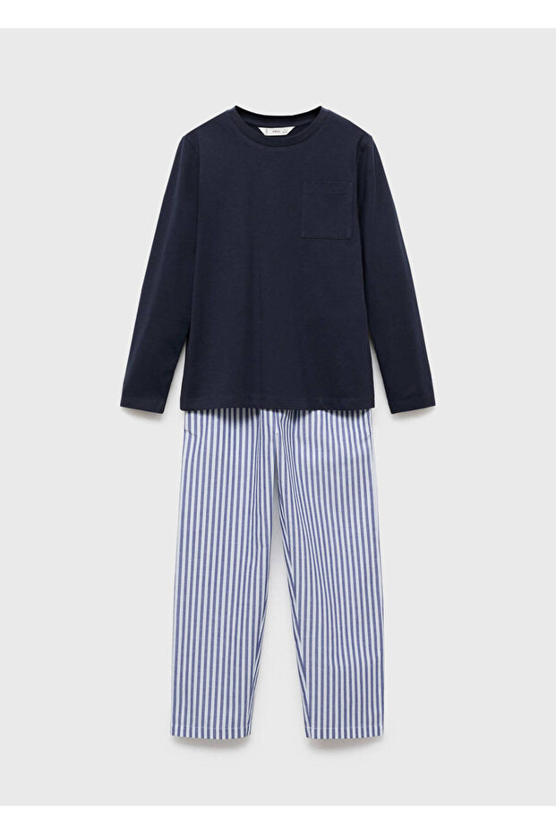 Gestreiftes langes Pyjama-Set - 3
