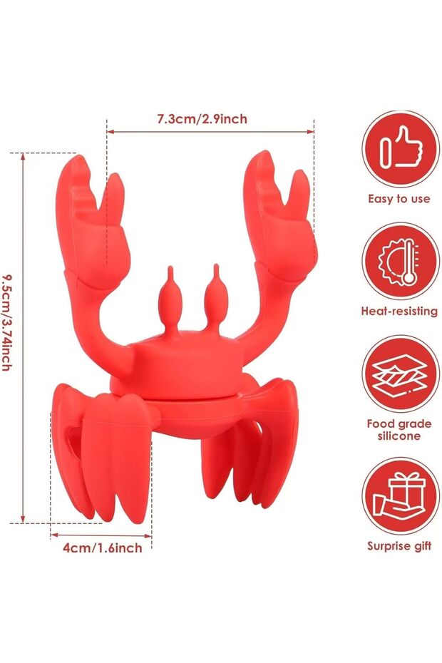 Crab Silicone Utensil Rest, Heat-Resistant Spoon Holder with Claws, Fun Kitchen Gift