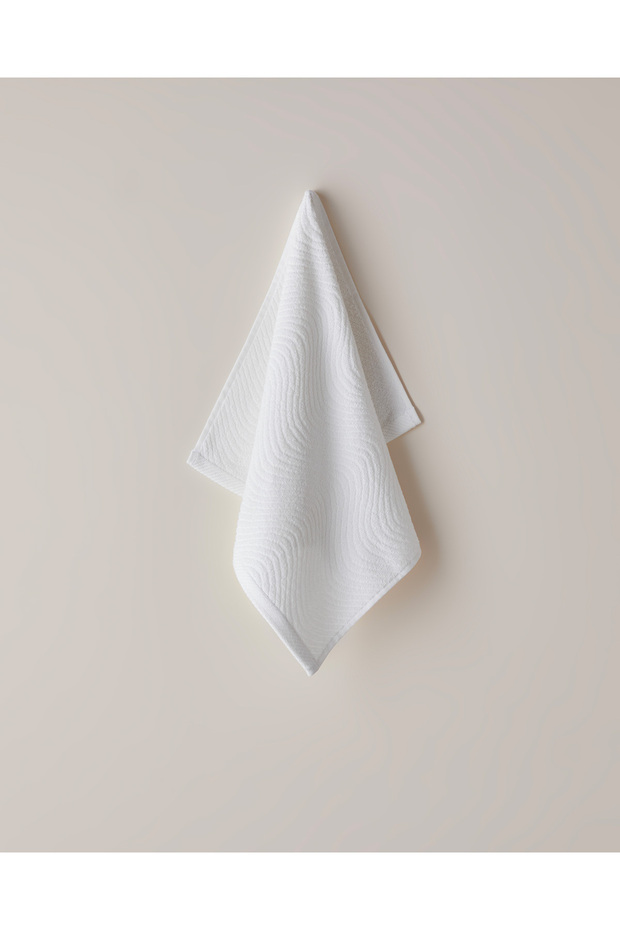 Wave Cotton Face Towel 50X70 cm Ecru