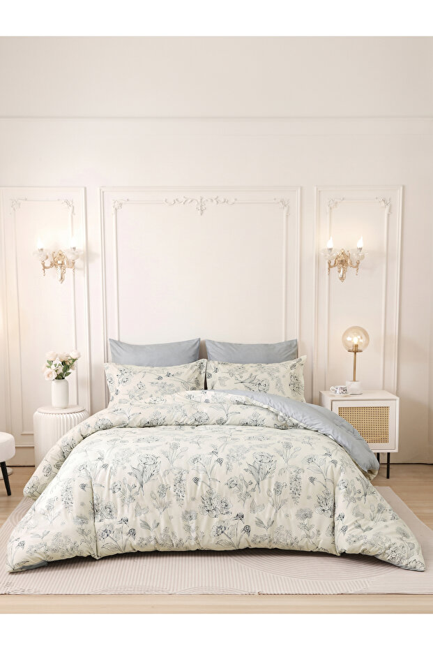 4-Pcs Printed Duvet Cover Set Queen Size 200x230cm, Brushed Microfiber Fabric (Without Filler)