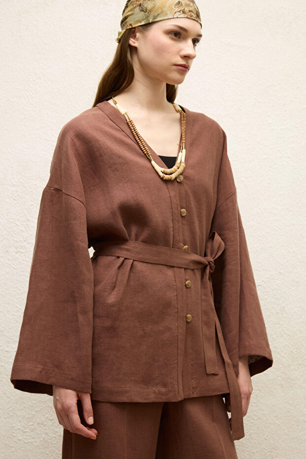 Buttoned Linen Shirt Tree Bark - 6
