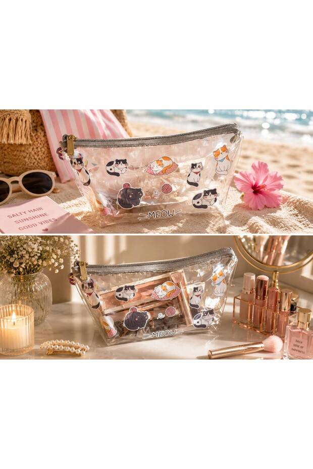 COTTY DESIGN TRANSPARENT MAKEUP BAG IN THE TRUCK ORGANIZER BEACH BAG