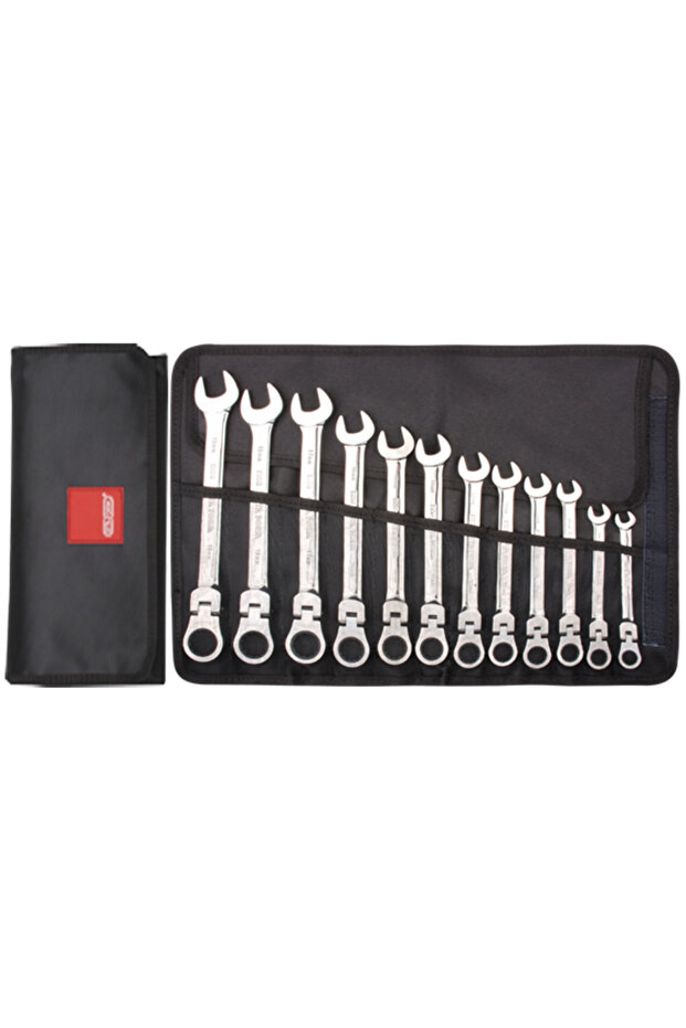 8-19mm Articulated Ratchet Combination Wrench Set with Cloth Bag B06-R12