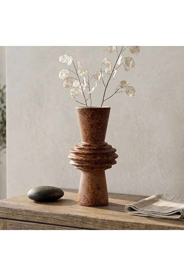 Sequoia Ceramic Pillar Vase 15x29.8cm - Brown