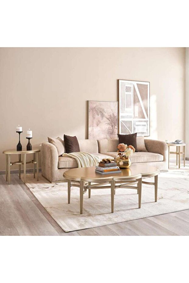 Dopaminer Coffee Table 2 End Table Set - Ivory