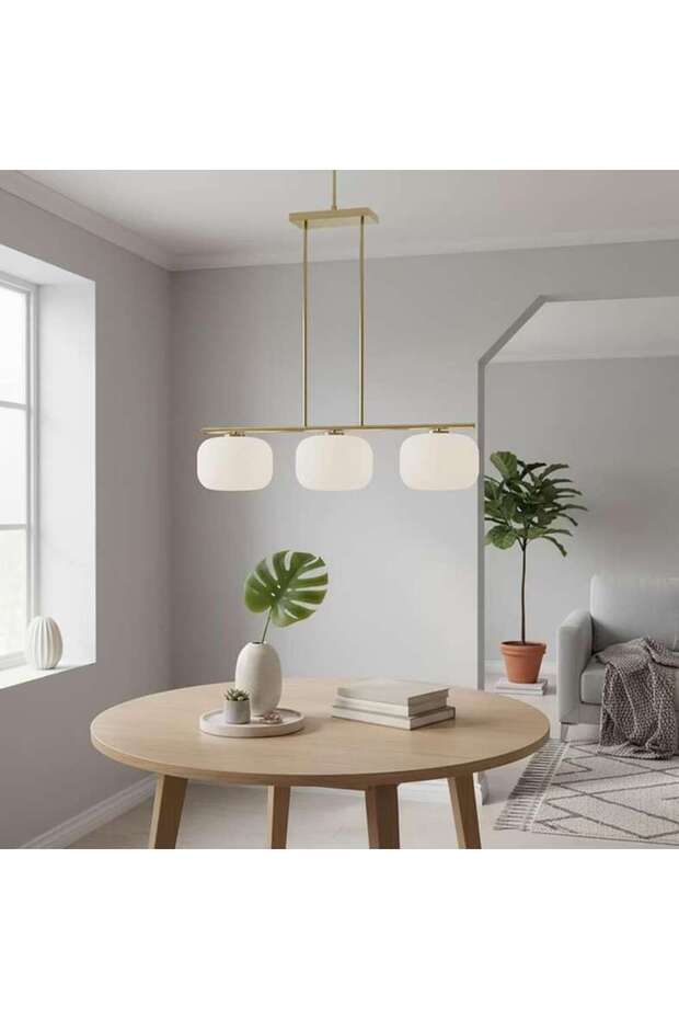 Ecomax 3-light E27 Glass Pendant Lamp 128x34x183cm - Gold