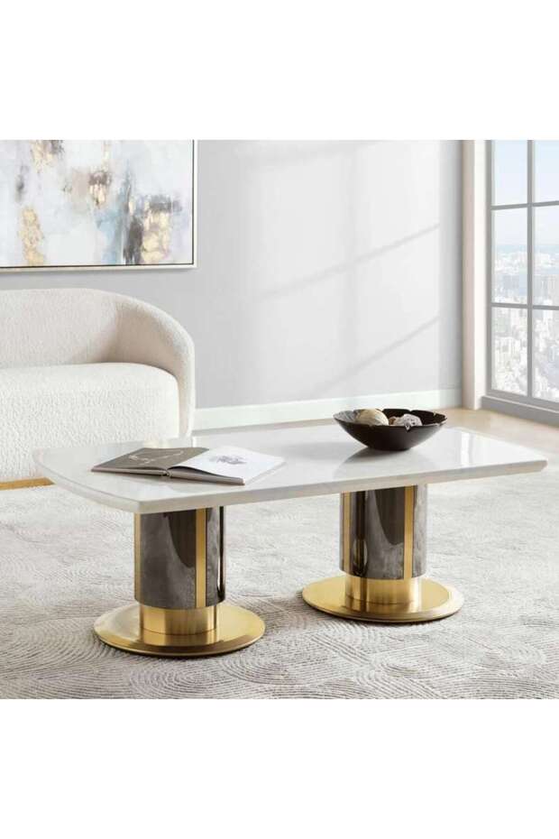 Nodrea Coffee Table Marble - White & Gold