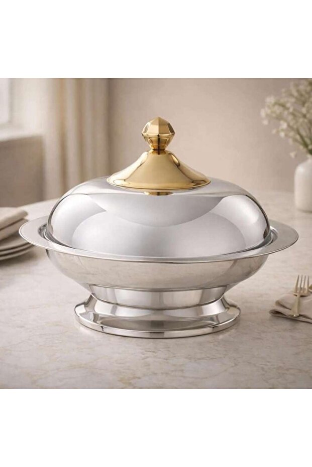 Glanza Serving Dish Dia50cm -chrome