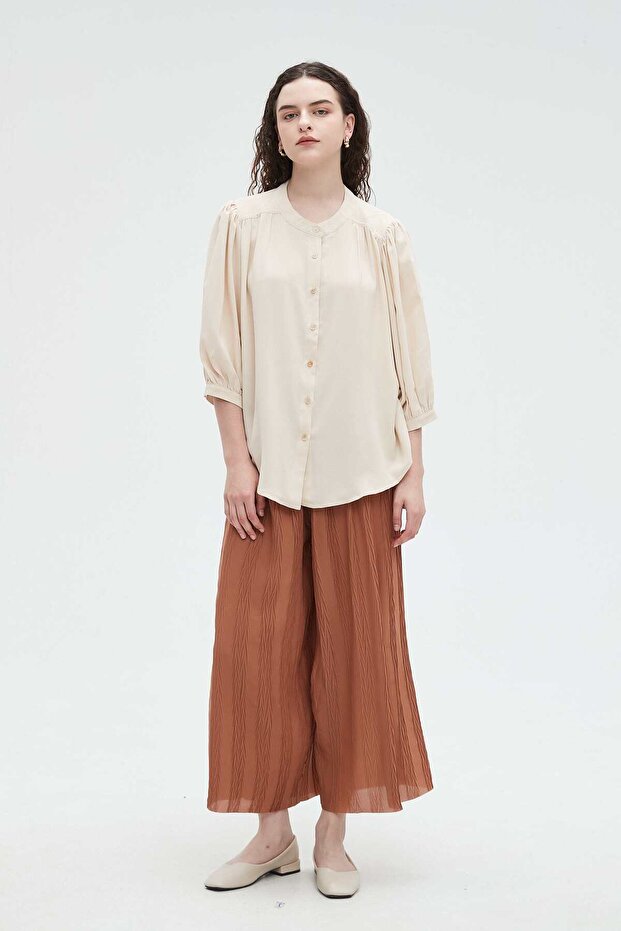 Solid Pleated Midi Skirt - 1