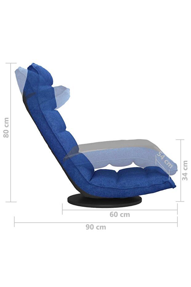 Scaun de podea pivotant, albastru, material textil - 8