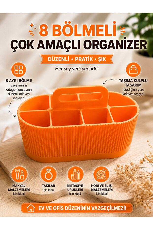 8-Compartment Organizer Box – Multi-Purpose Desktop Organizer