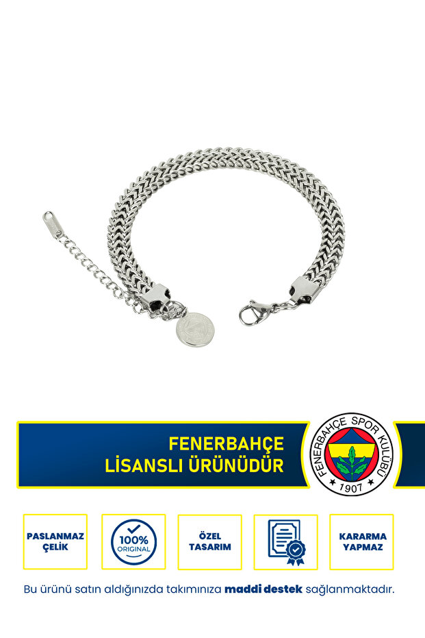 Fb Örme Ayarlanabilir 19 cm Çelik Bileklik Gri Taraftar Bilekliği - 1