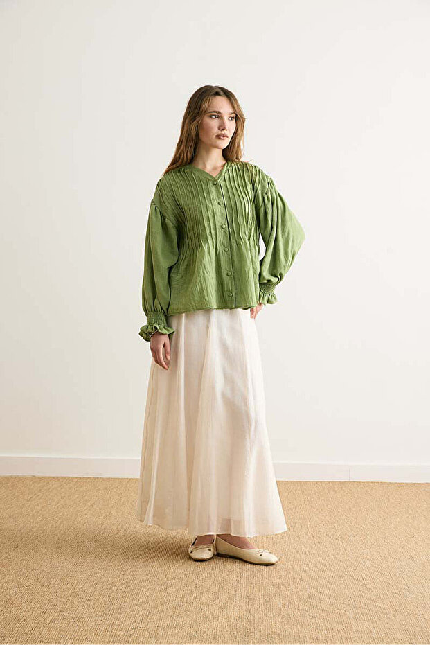 Ribbed Voile Shirt Soft Green