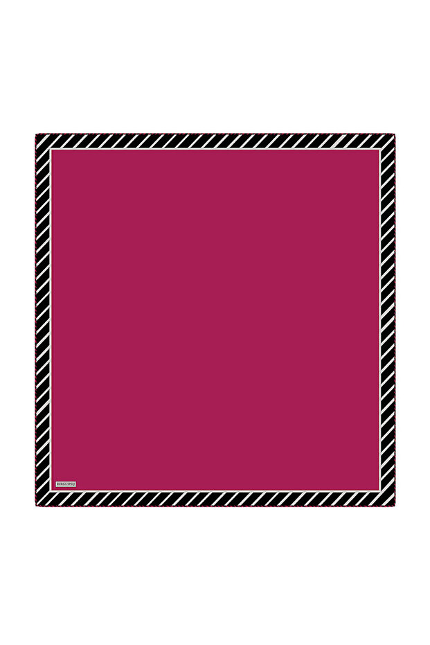 Fuchsia Line Pattern Twill Silk Scarf - 1