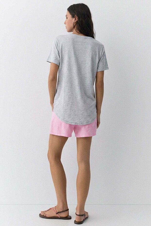 Μπλουζάκι V-Neck Basic Με μείγμα βισκόζης - 3