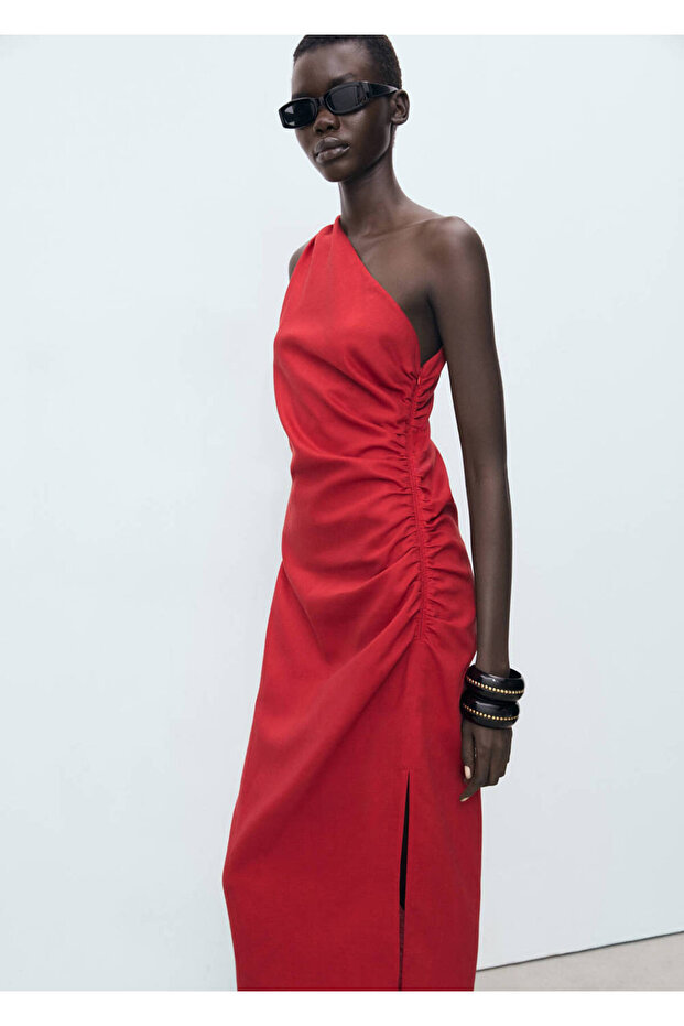 Lyocell Asymmetric Collar Dress