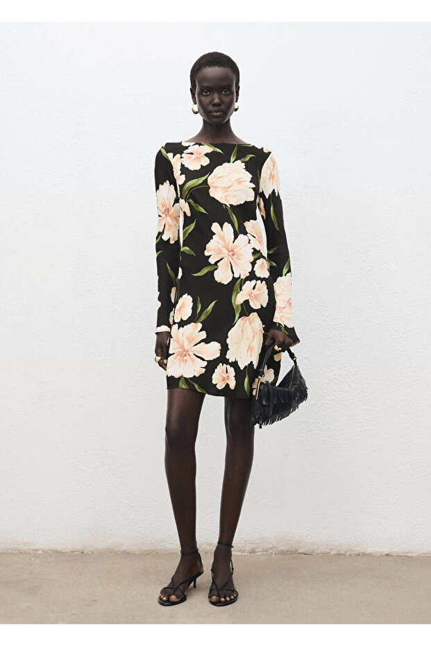 Kleid mit Blumenmuster und Volantärmeln - 2