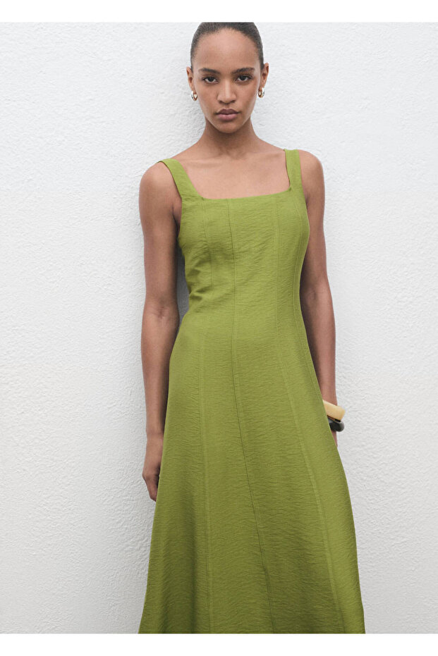 Midi Dress with Stitching Details