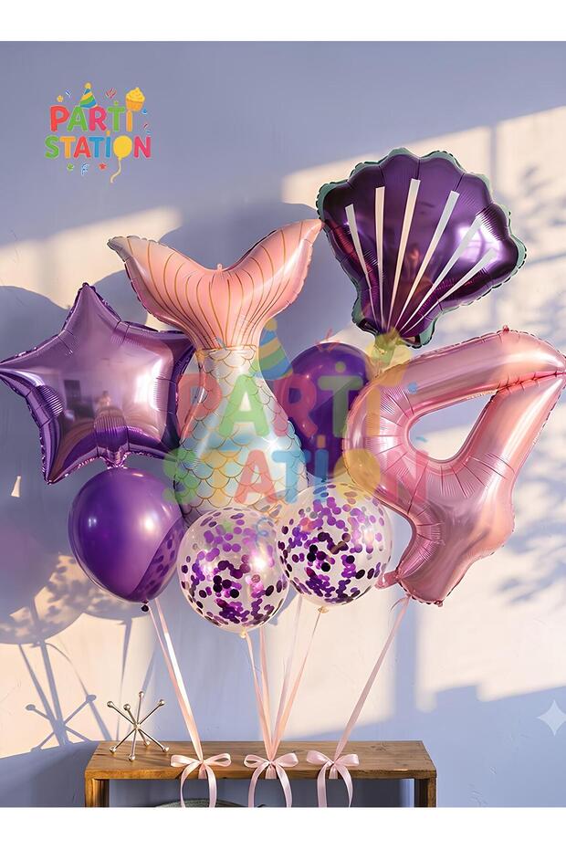 Mermaid Concept 4 Year Old Balloon Mermaid Birthday Set Age Balloon Set