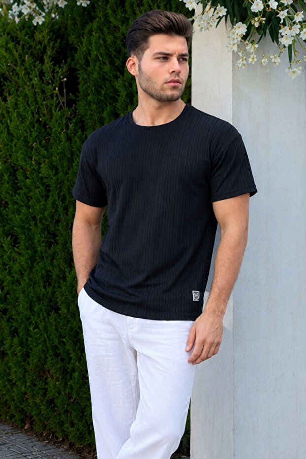 Black Oversize Crew Neck Men's T-Shirt 6179
