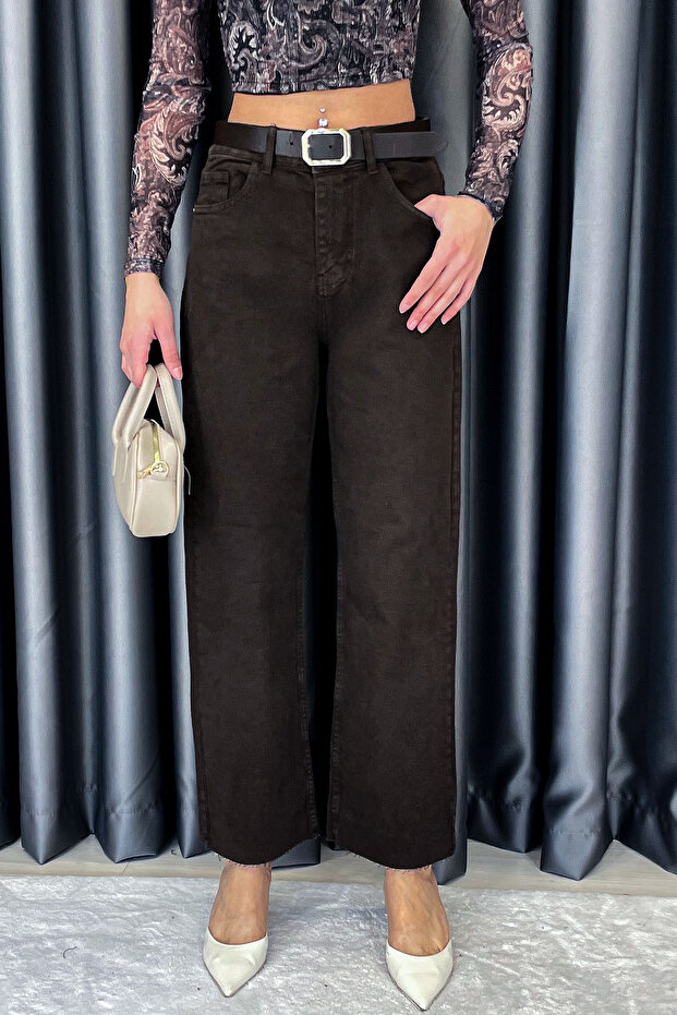 Noa Noa Belted Laser Cut Straight Fit Jeans - Bitter Brown Bitter Brown