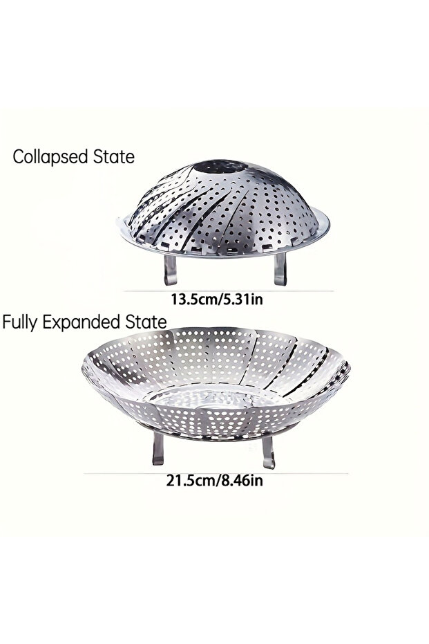 1PC Foldable Stainless Steel Steamer, Collapsible Cooking Rack for Kitchen Restaurant, Multi-Purpose