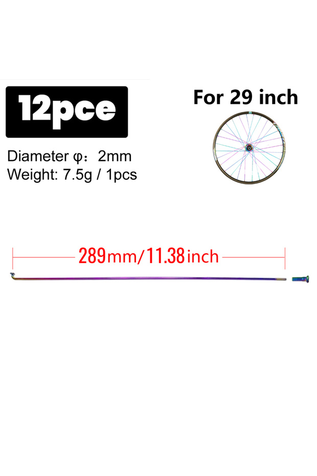 colorful 12pcs 289mm TANKE Bicycle 12pcs Spokes Wire With Nipples For 26/27.5/29 Inch Wheel MTB Road
