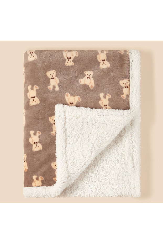 75X100CM coffee bear Winter Baby Blanket Fleece Warm Quilt for Newborn Bedding Baby Swaddle Wrap Fla
