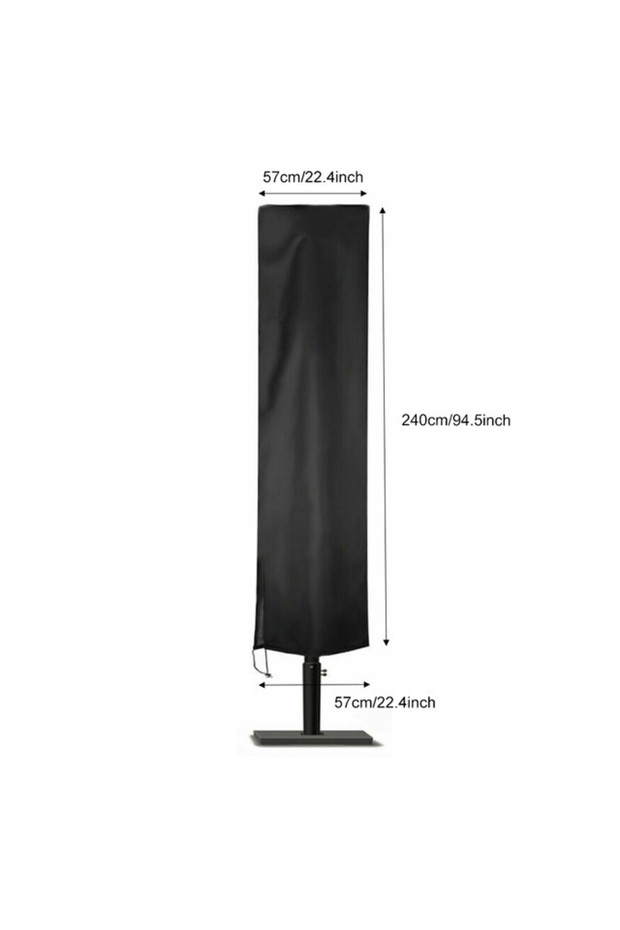 240x57x57cm Black Black 210D Umbrella Patio Waterproof Market Parasol Covers with Zipper for 6 Sizes
