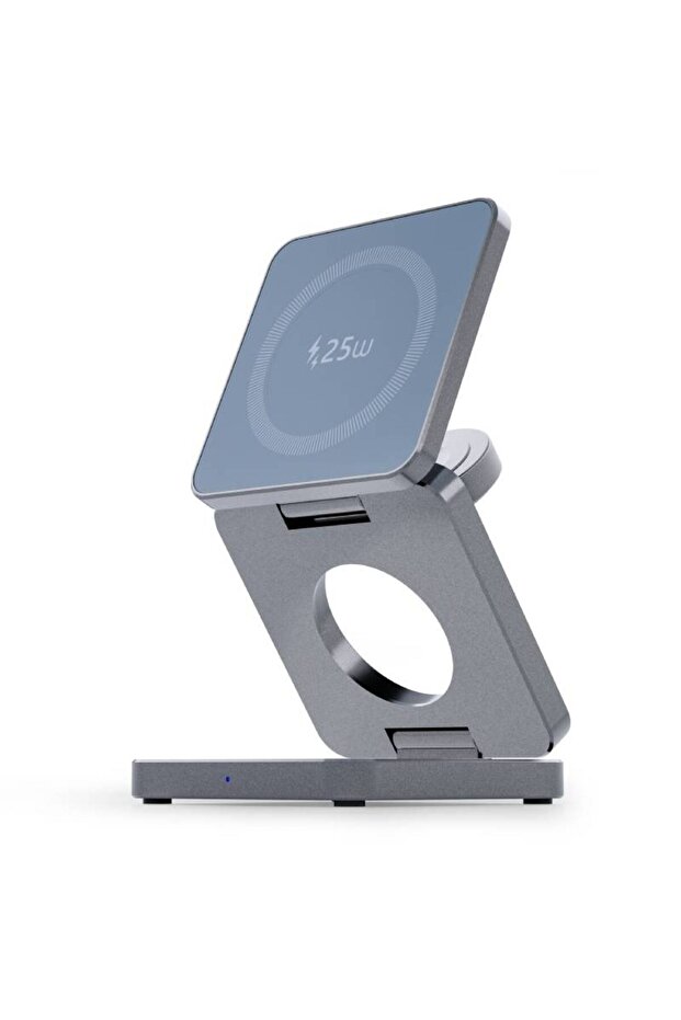 Qi2.2-Grey Qi1/Qi2.2 Foldable 3-in-1 Magnetic Wireless Charging Station for iPhone 12~17 Series AirP