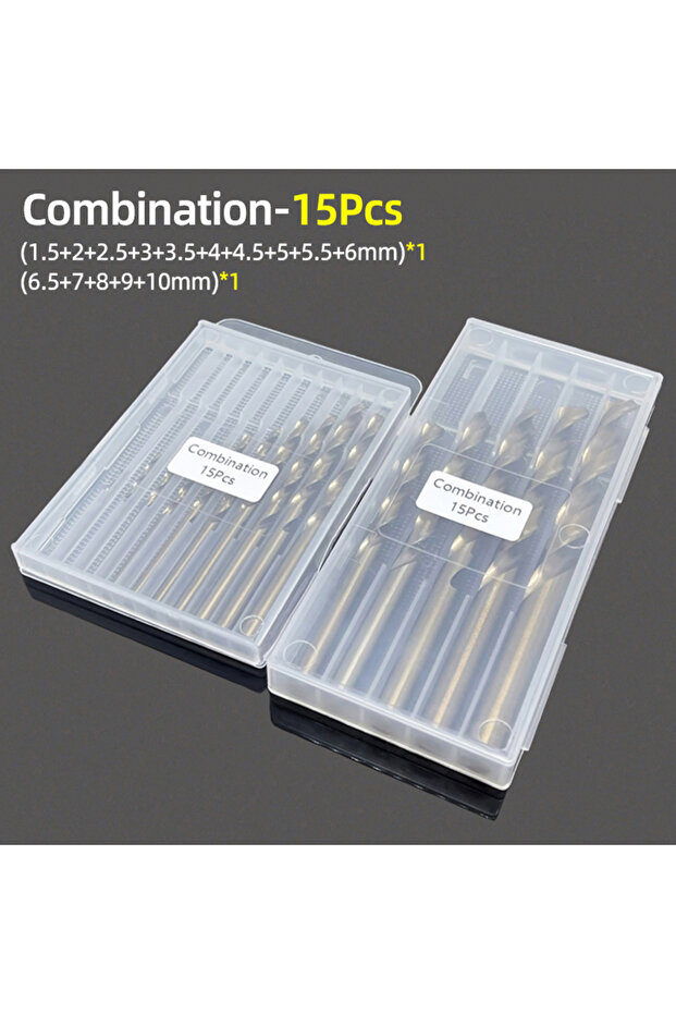 Combination-15Pcs Cobalt Twist Drill Bit 1-13mm High Speed Steel M35 Stainless Steel Drilling Toola