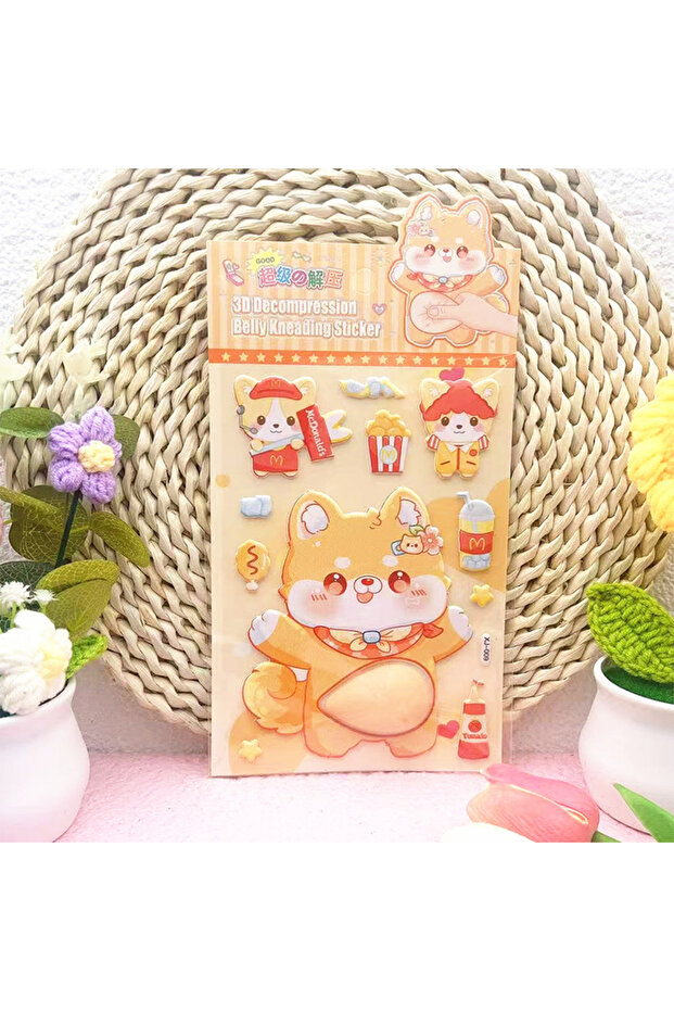 6 1PC Lovely Animal 3D Stereo Tummy Press Fun Stress Relief Sticker,Rabbit Panda for DIY Craft,Scra.