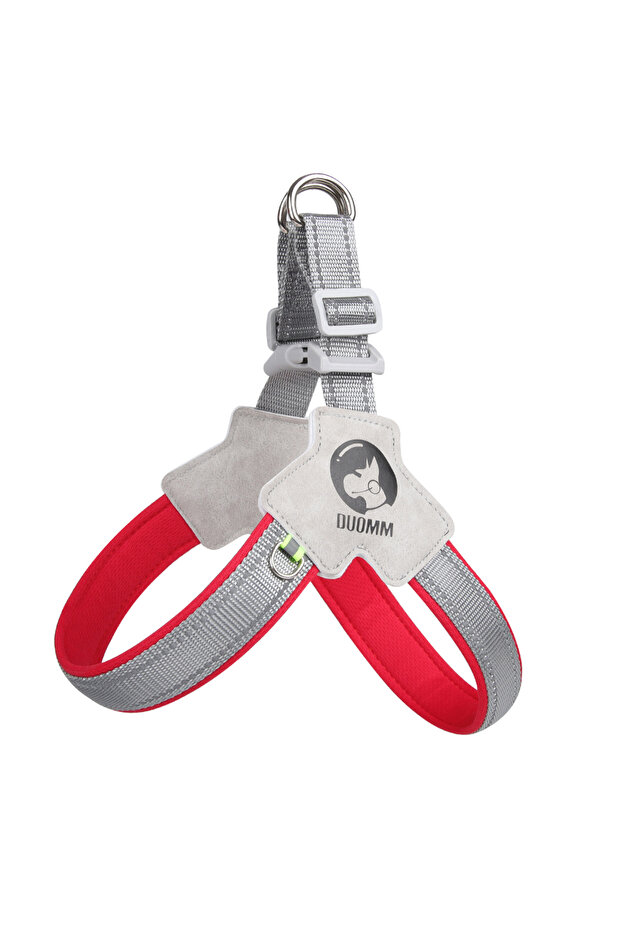M red Dog Harness Chest Strap Four Seasons Breathable Mesh Walking Dog Saddle Dog Collar Soft Night