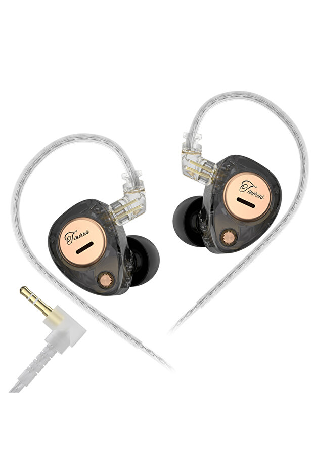 Black no mic KZ Taurus Dual Dynamic Driver Wired Headphones Powerful Bass with HD Dual-Microphone in