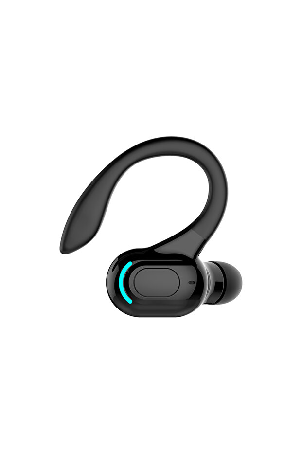 Black New Bluetooth Business Wireless Headphone Ear-Hook Mini HIFI Bass Single Ear Earphone With Mic
