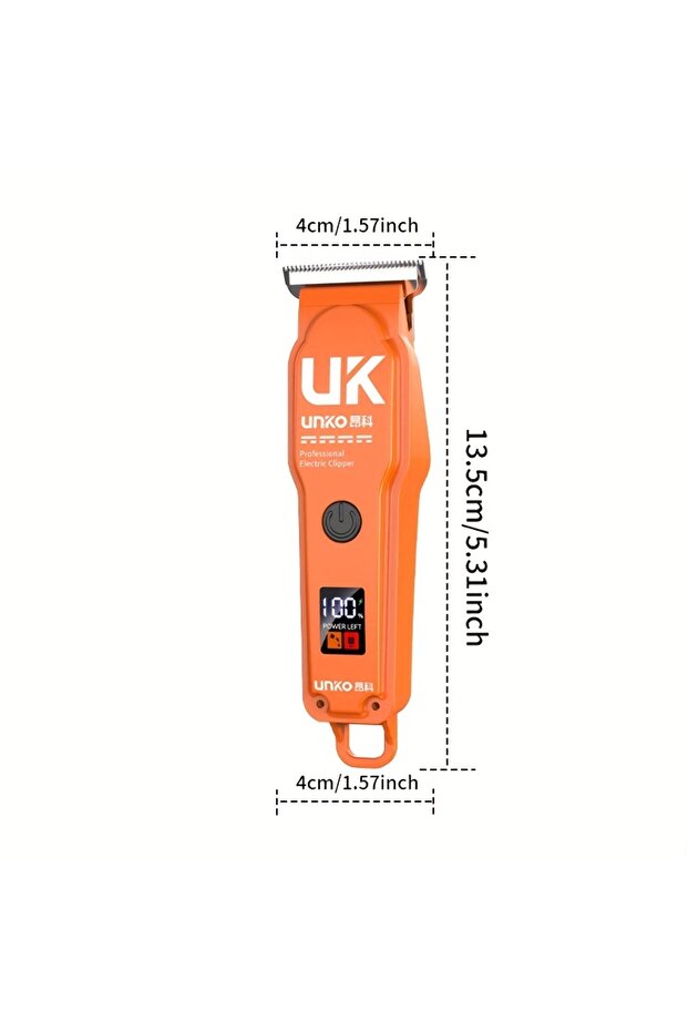 UKX80 orange Professional T Blade Hair Clipper for Men Cordless Electric Trimmer LCD Display Beard T
