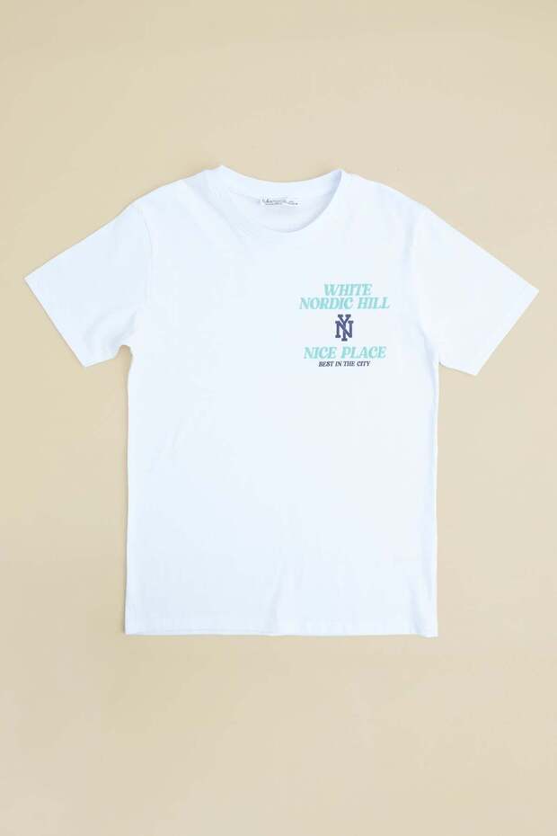 White Nordic Hill Summer Printed Boys' T-Shirt