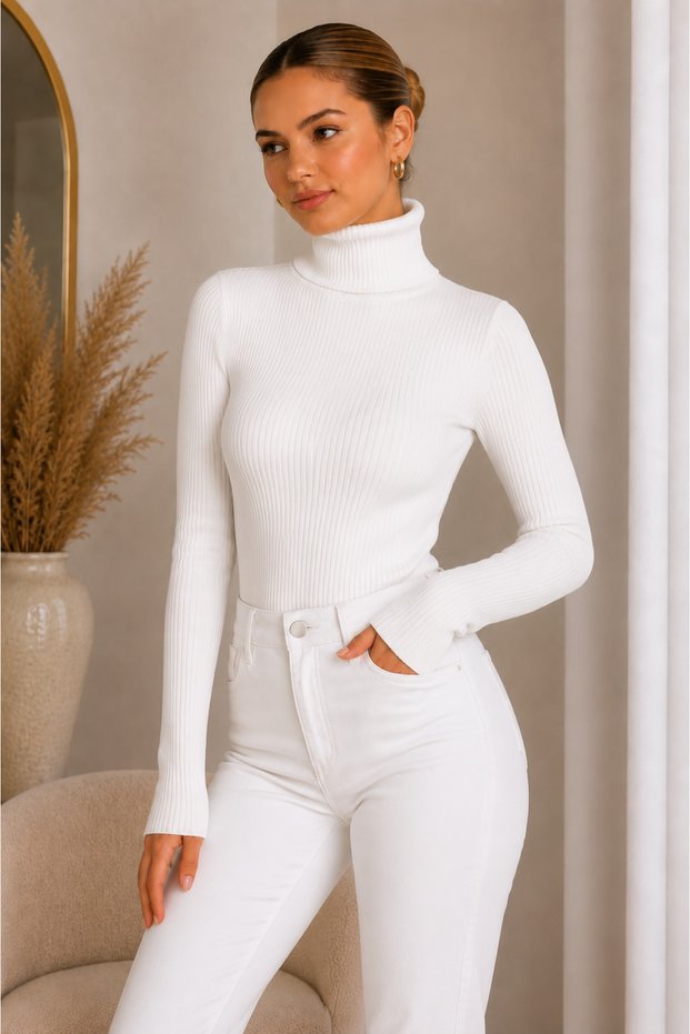 Unisex Premium Cotton Turtleneck Camisole Hooded Slimfit High Neck Sweater