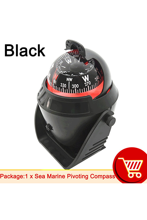 black Waterproof Nautical Compass Sea Pivoting Marine Boat Compass With Electronic LED Night Light F