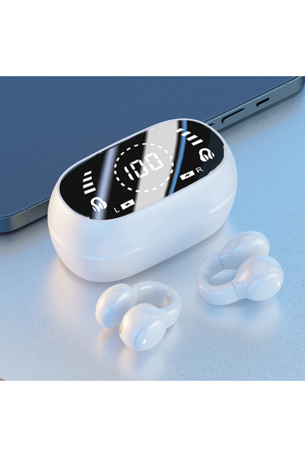 51-white Wireless Headphones Bluetooth Headset With Mic Handsfree Noise Canceling Earphones Clip Ea