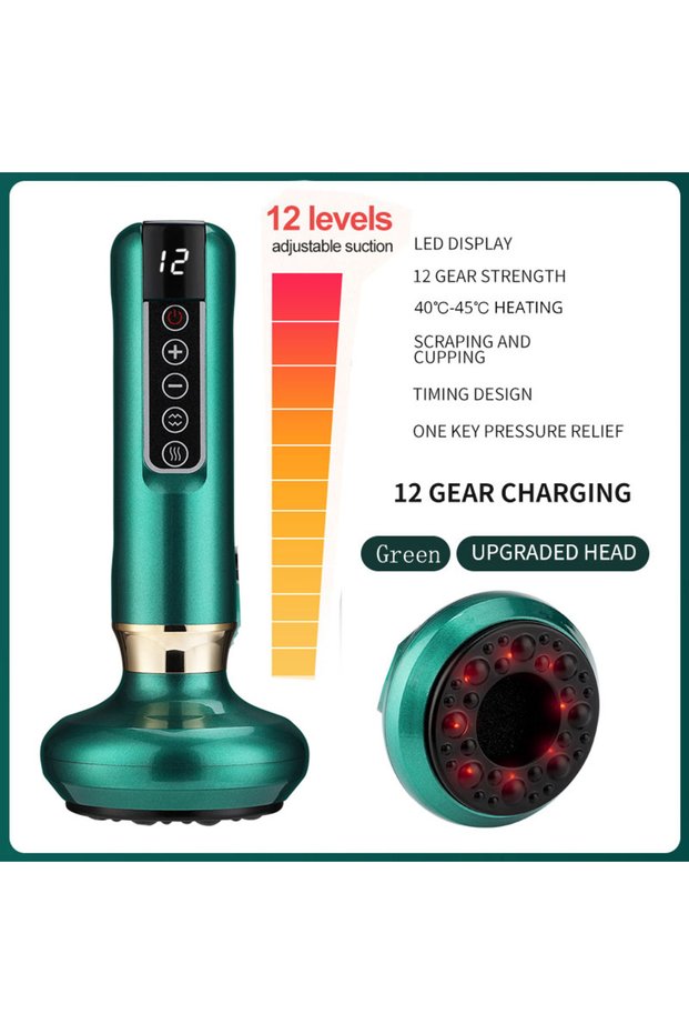 12 gear Green 6 Gear Electric Cupping Massager Vacuum Suction Cup GuaSha Anti Cellulite Beauty Healt