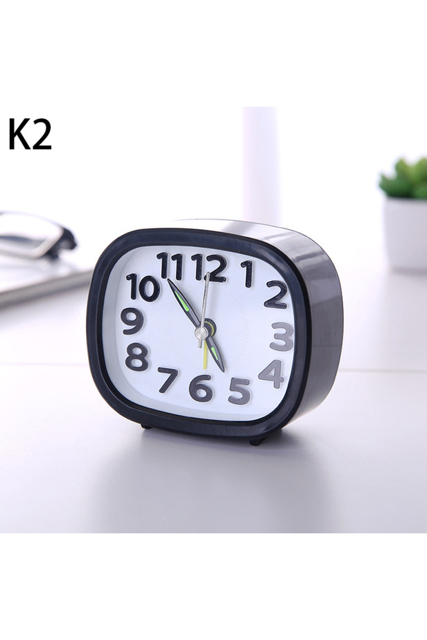 2 Square Round Alarm Clock Small Silent Table Alarm Clock Wake Up Clock Battery Powered Portable Al.