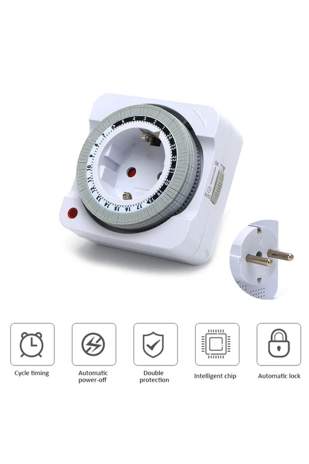 EU plug Mechanical Timer Socket EU Plug 24H Countdown Auto Power Off Programmable Cycle Energy Savin